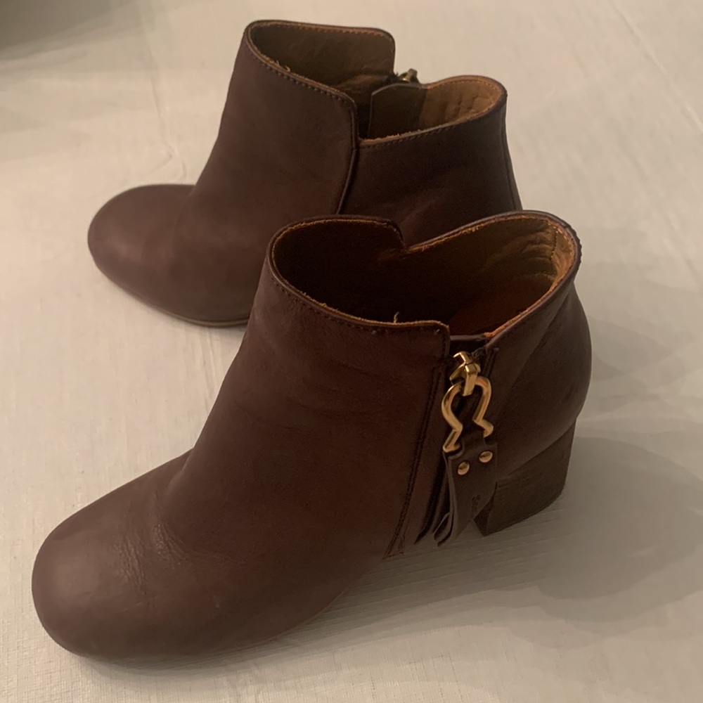 See by Chloe women’s boots size 37. Burgundy brown with with gold hardware.